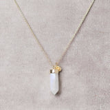 Rainbow Moonstone Crystal Point Necklace by Tiny Rituals