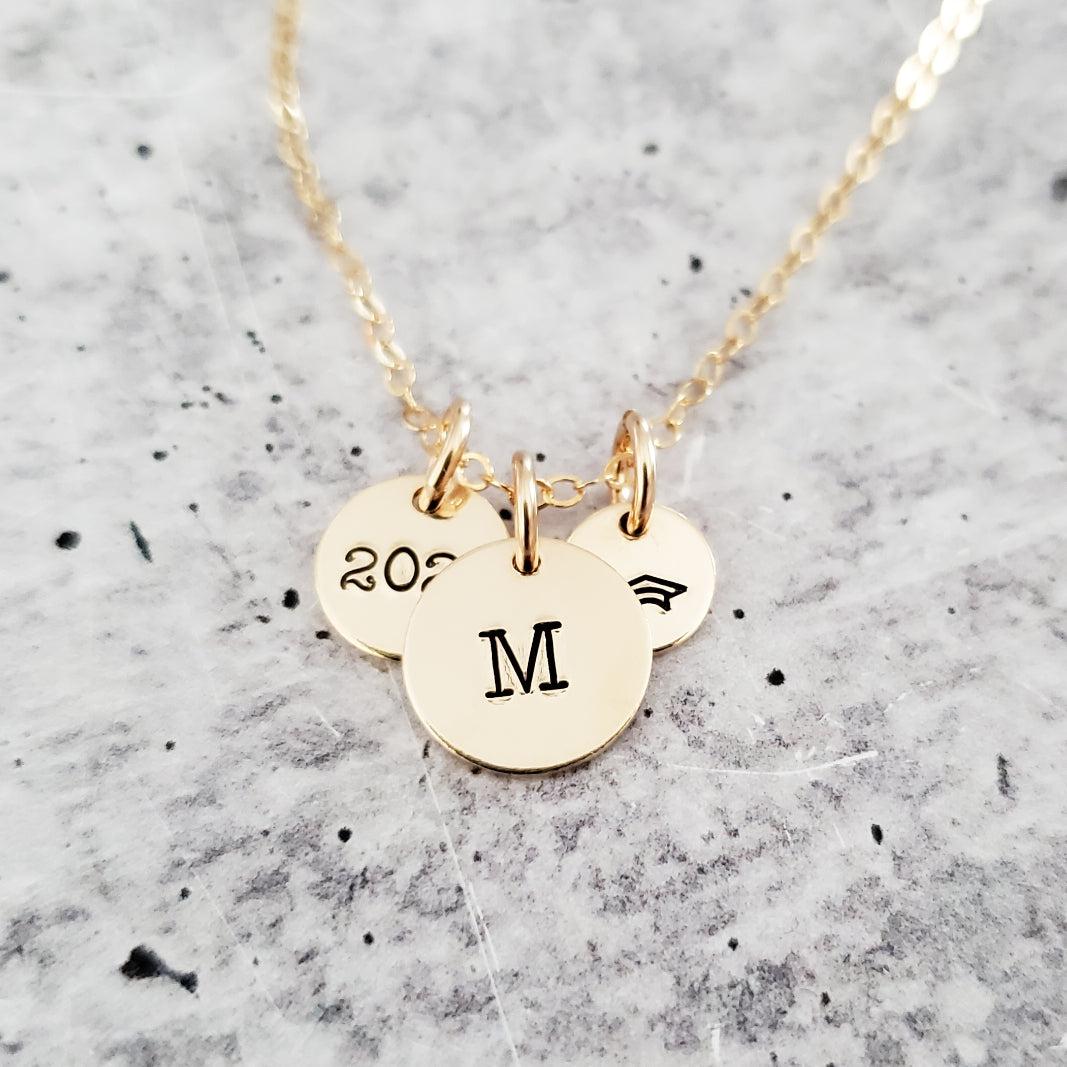 Graduation Class of 2024 Initial Necklace by Salt and Sparkle