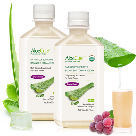 Pure Aloe Vera Juice Grape Flavor - USDA Certified Organic by AloeCure