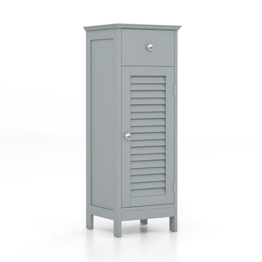 Woodern Bathroom Floor Storage Cabinet with Drawer and Shutter Door-Gray