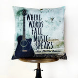 Guitar | Where Words Fail Music Speaks | Pillow Cover | Home Decor | Throw Pillow | Gift | Music decor | Music Gifts by UniikPillows