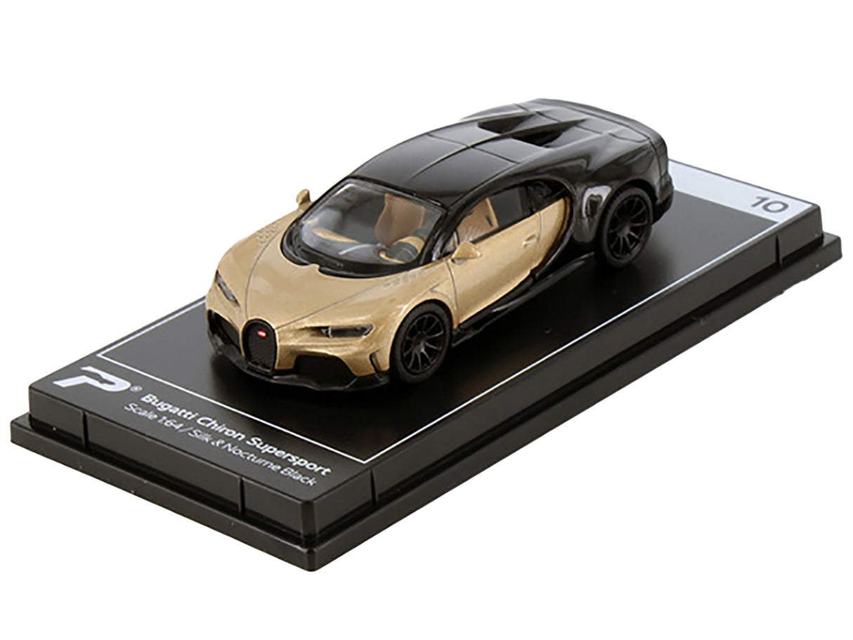 Bugatti Chiron Supersport Silk Gold Metallic and Nocturne Black "Hypercar League Collection" 1/64 Diecast Model Car by PosterCars