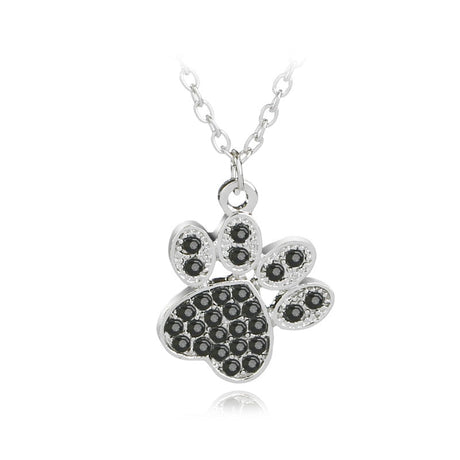 Lucky Cute Personality Animal Pet Dog Paw Footprint Zircon Pendant Necklace Love Woman Mother Girl Gift Wedding blessing Jewelry by Js House