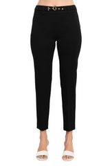 Hope & Harlow mid waist belted stretch crepe ankle pant by Curated Brands