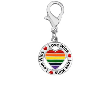 Round Rainbow Heart Love Wins Hanging Charms by Fundraising For A Cause