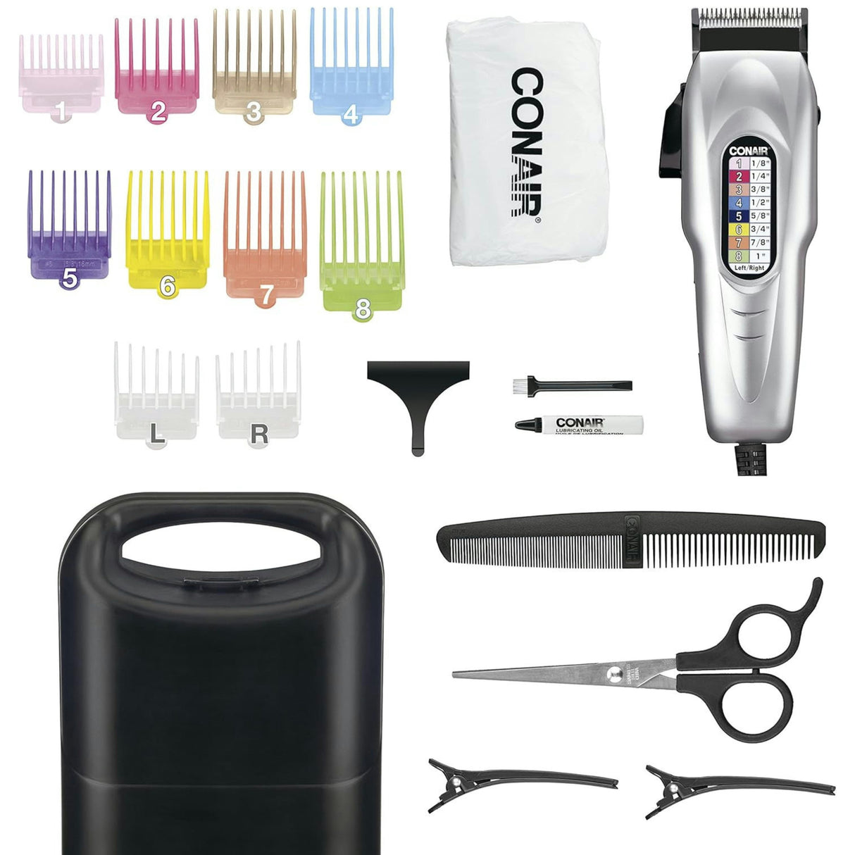 Conair 20-Piece Color Coded Adjustable Clipper Kit With 10 Comb Attachments - Gray