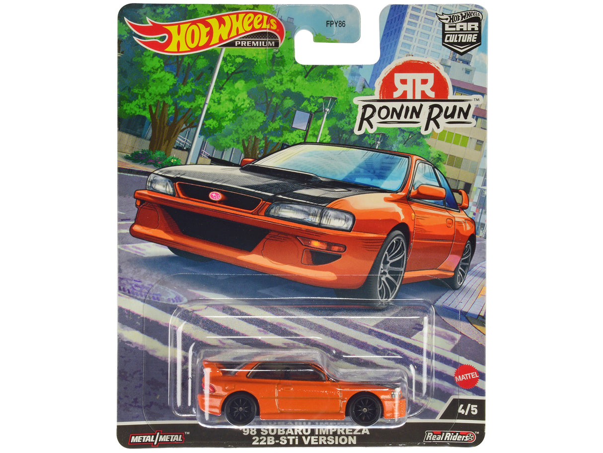 1998 Subaru Impreza 22B-STi Version Orange Metallic with Carbon Hood "Ronin Run" Series Diecast Model Car by Hot Wheels