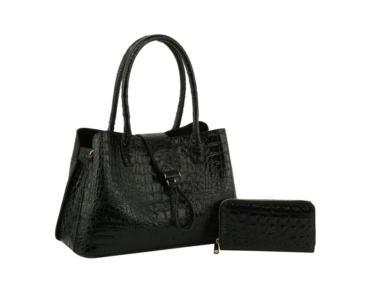 Satchel Purse Top Handle Croc Shoulder Bag Women by hfstylish