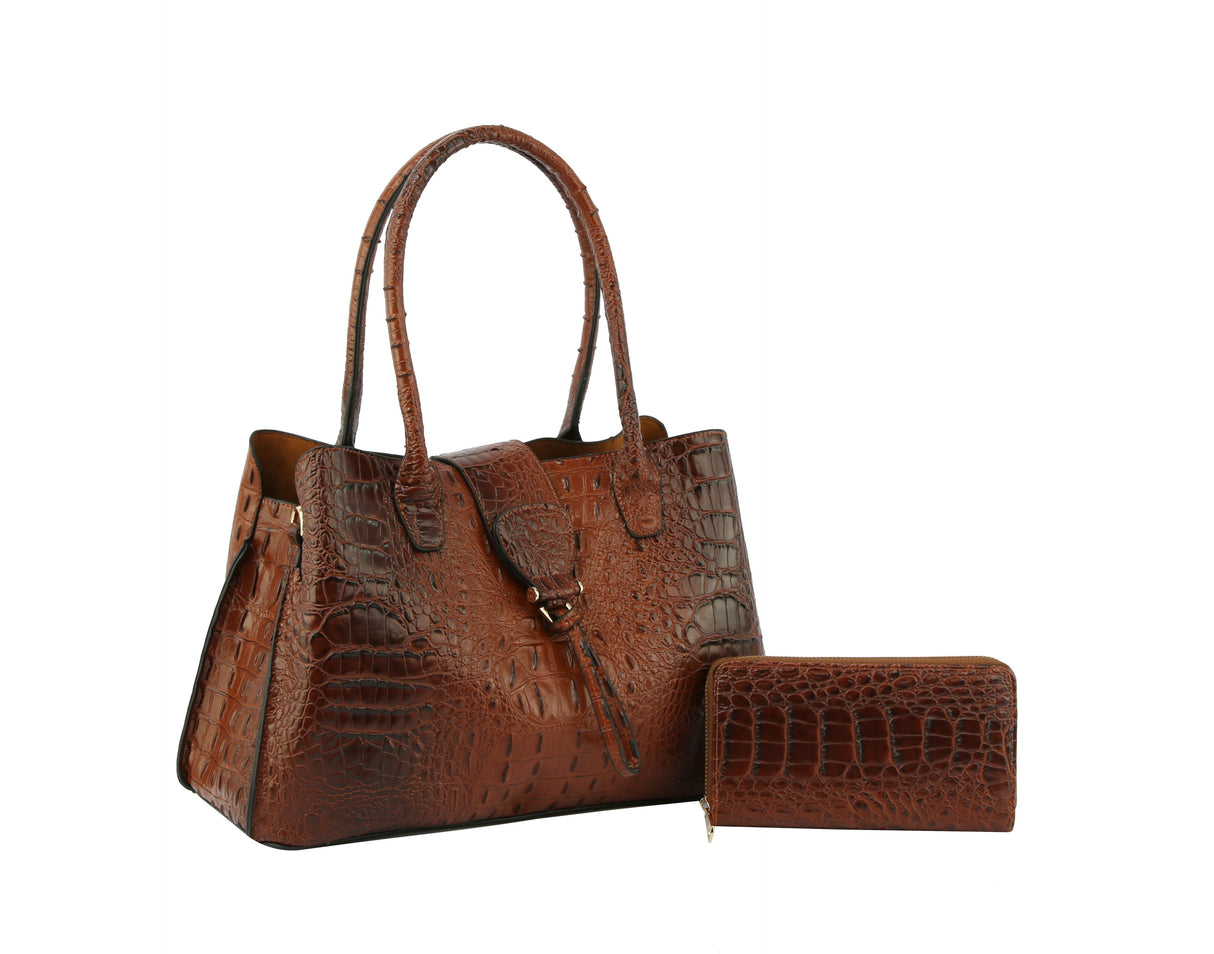 Satchel Purse Top Handle Croc Shoulder Bag Women by hfstylish