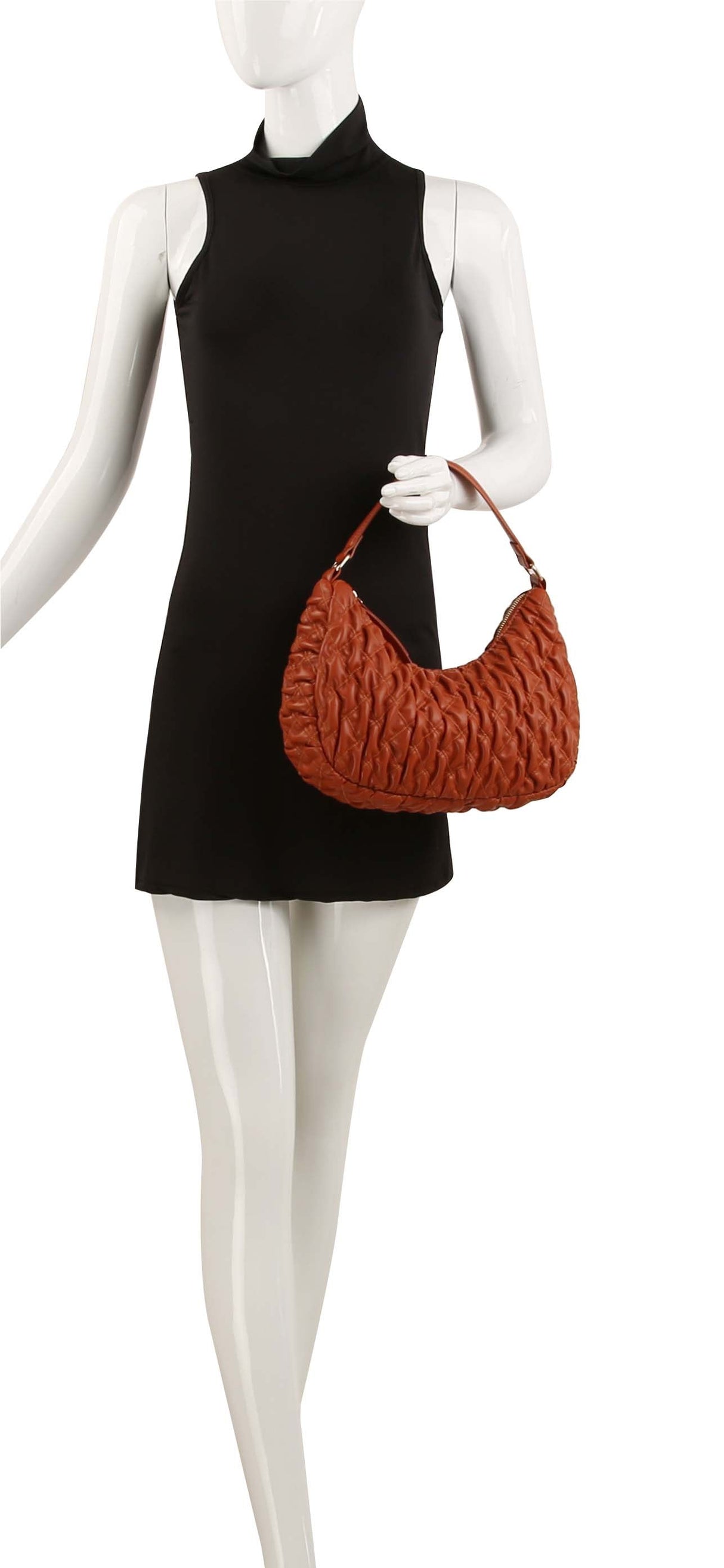 Quilted half moon shoulder bag by hfstylish