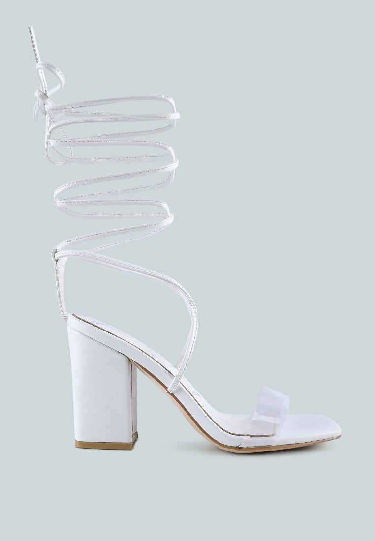 high cult strappy tie-up block heels by London Rag