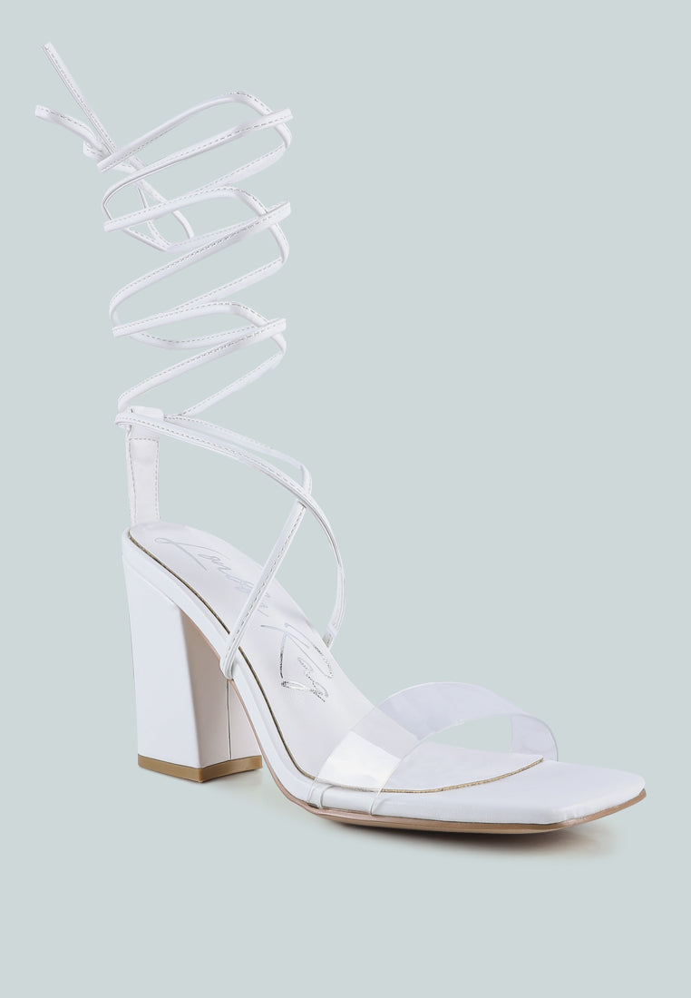 high cult strappy tie-up block heels by London Rag