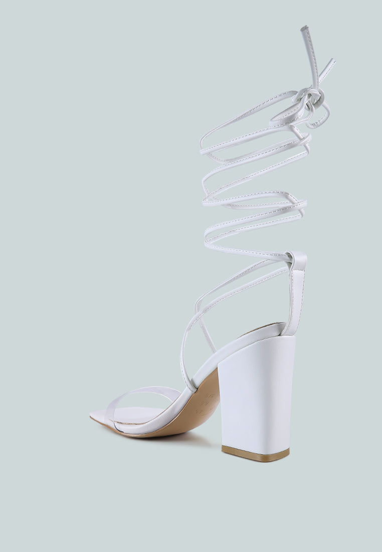 high cult strappy tie-up block heels by London Rag