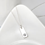 Ladies Glossy Square Dog Paw Print Tag Necklace by Furr Baby Gifts