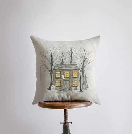 Halloween Spooky House with Graves Pillow | Fall Décor | Halloween Pillows | Halloween Décor | Fall Throw Pillows | Cute Throw Pillows by UniikPillows - Vysn