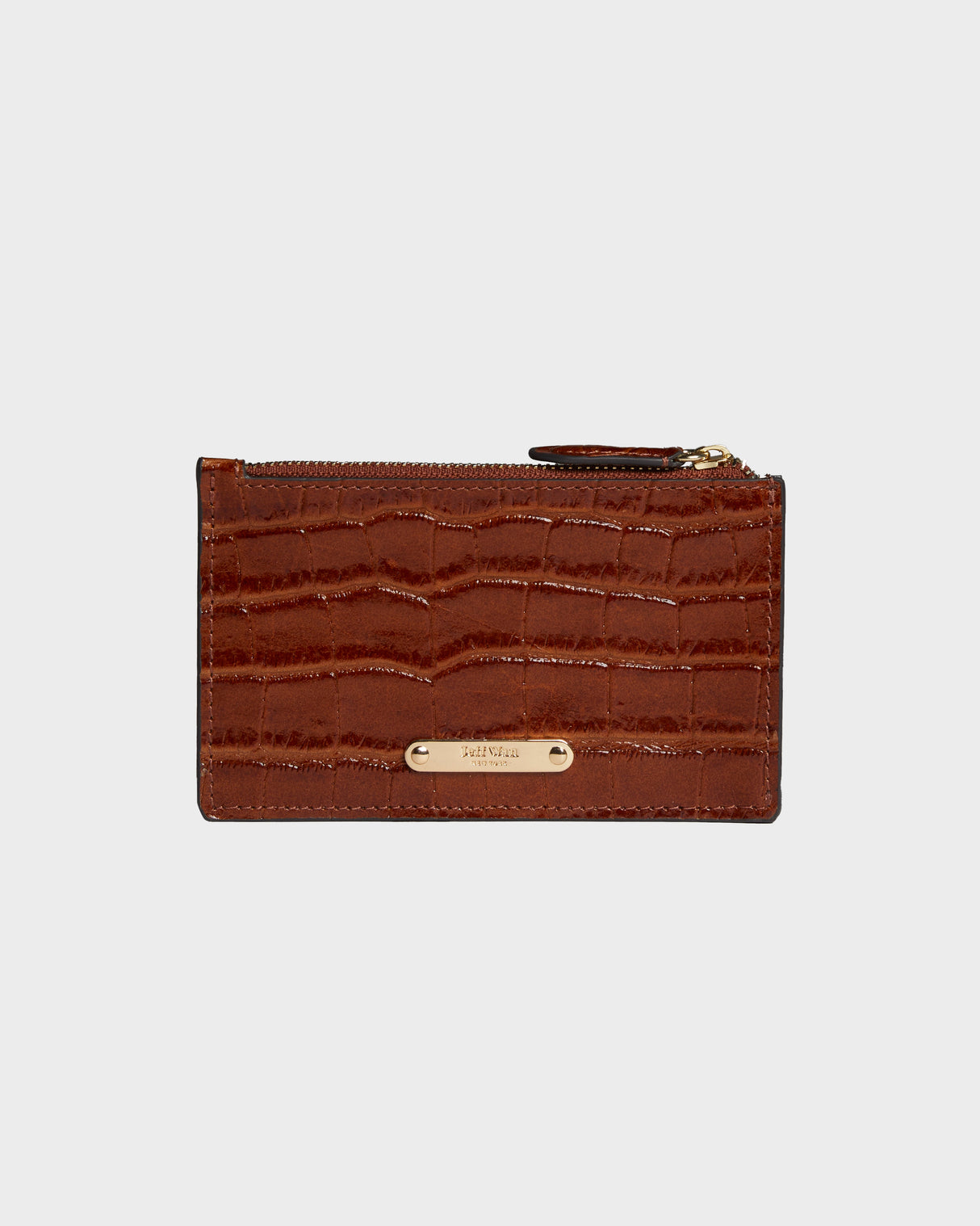 Hampton Zip Card Case in Embossed Leather by Jeff Wan