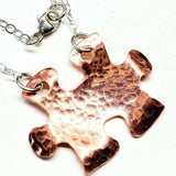 Handmade Hammered Copper Puzzle Piece Necklace by Alexa Martha Designs