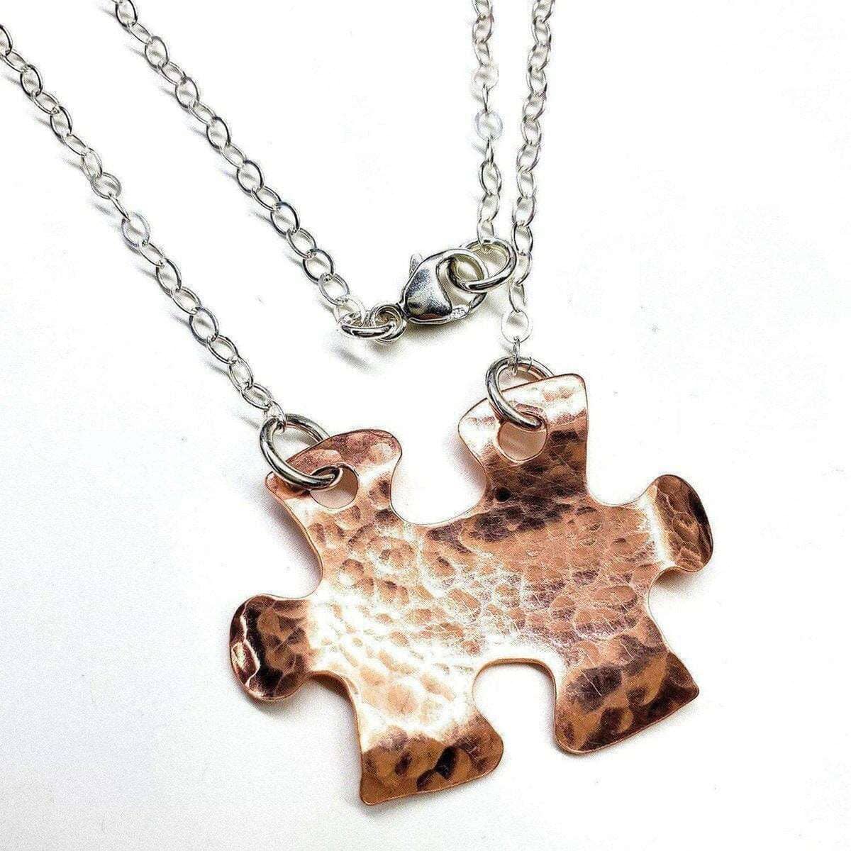 Handmade Hammered Copper Puzzle Piece Necklace by Alexa Martha Designs