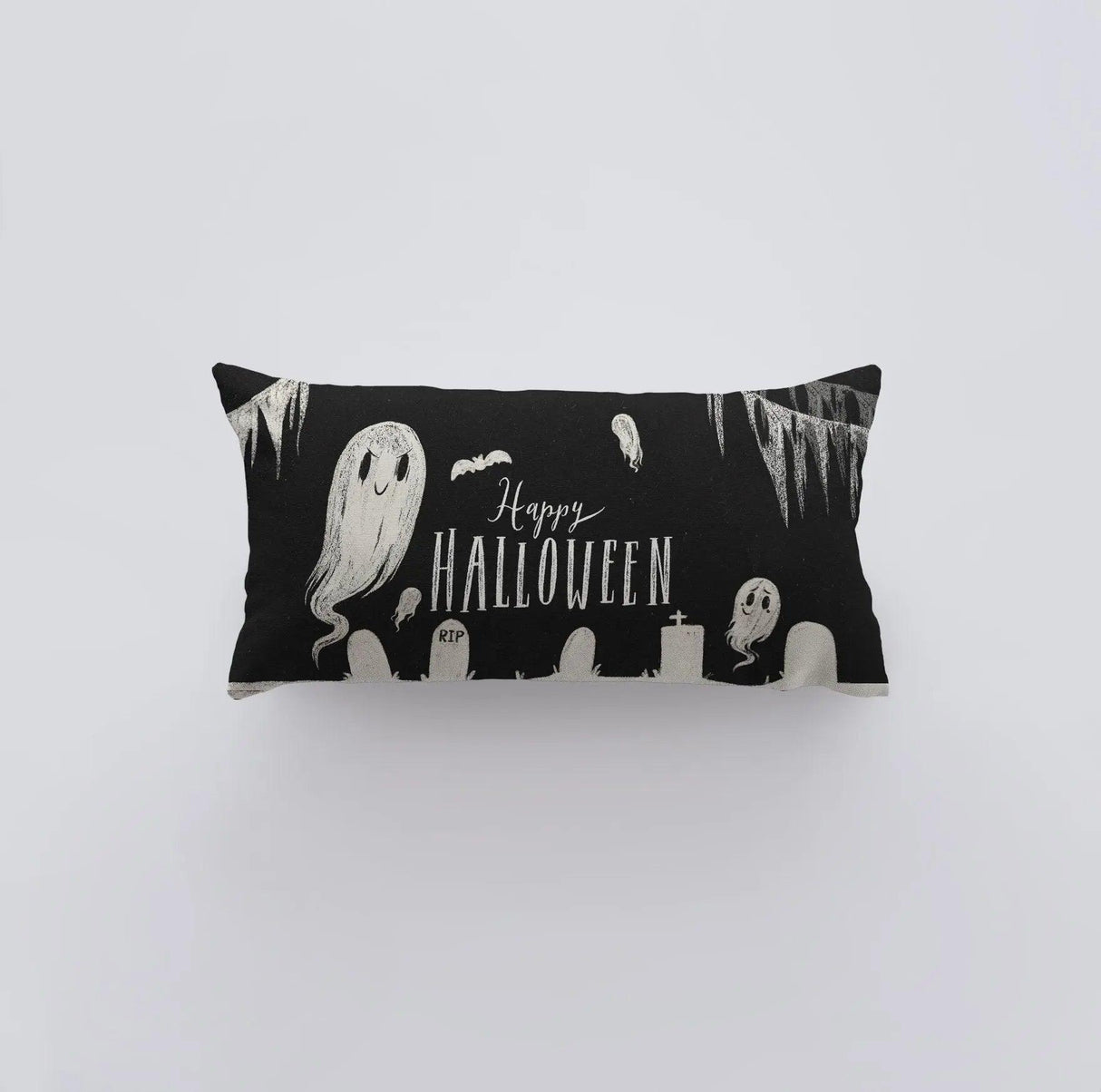 Happy Halloween Black Pillow Cover | 18x12 | Modern Farmhouse | Primitive Decor | Home Decor | Lumbar Pillow | Sofa Pillows | Gift For Her by UniikPillows - Vysn