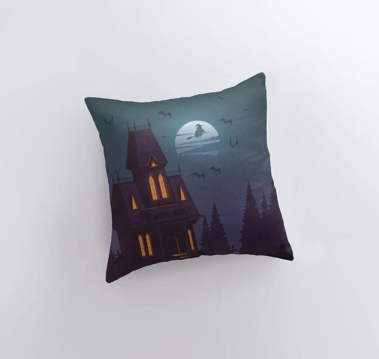 Haunted House Pillow Cover | Fall Décor | Halloween Pillows | Halloween Décor | Fall Throw Pillows | Cute Throw Pillows by UniikPillows - Vysn