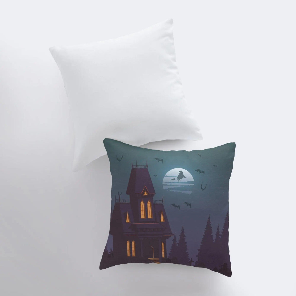 Haunted House Pillow Cover | Fall Décor | Halloween Pillows | Halloween Décor | Fall Throw Pillows | Cute Throw Pillows by UniikPillows - Vysn