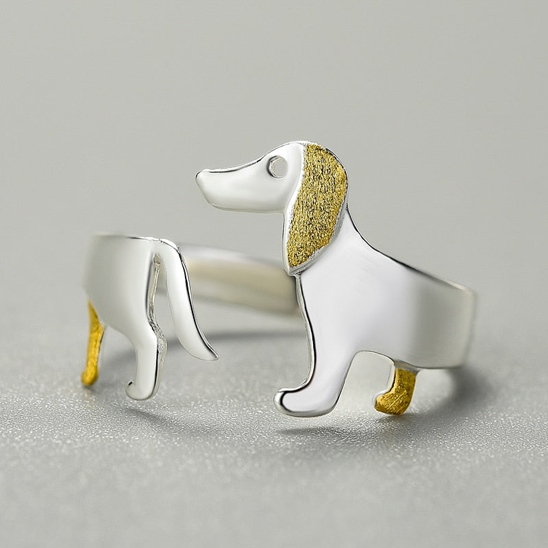 Dach Everywhere™ Cute Dachshund Sterling Silver Ring by Dach Everywhere