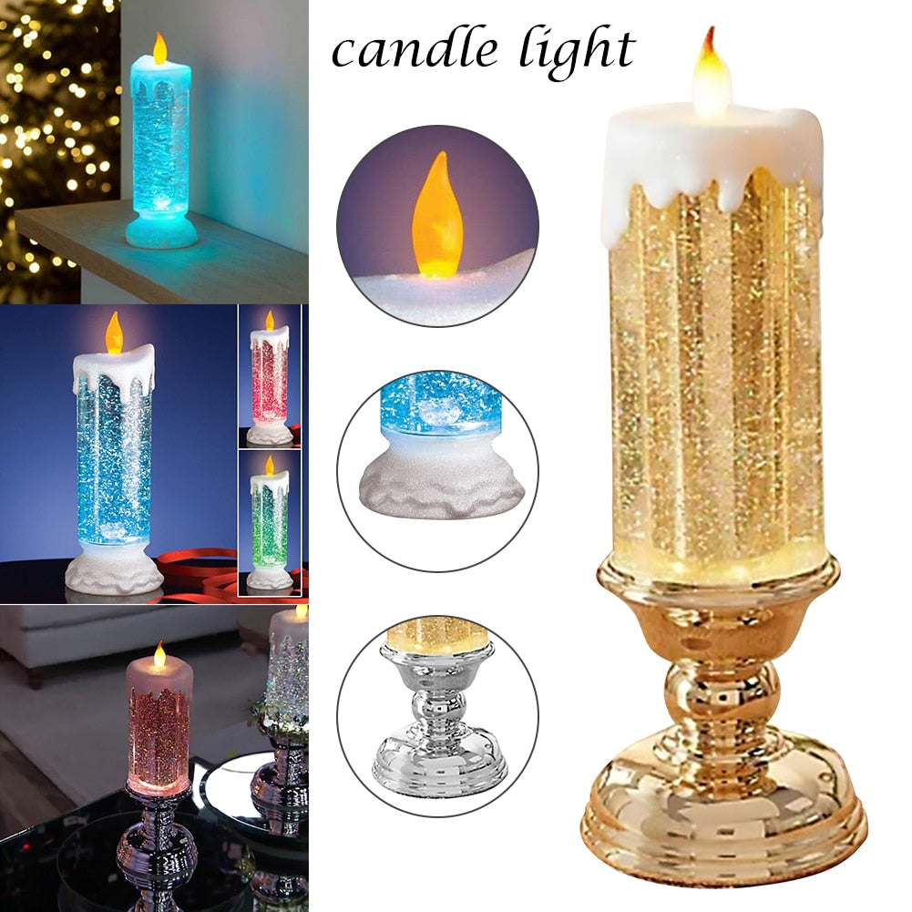 Rechargeable Color Electronic LED Waterproof Candle With Glitter Color Changing LED Candle Home Decor  Velas Bougies Et Supports by Js House