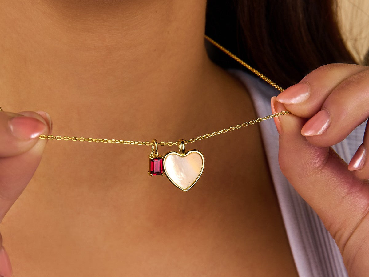 MOP Heart Necklace Charm by Little Sky Stone