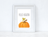 Hello Autumn Half Pumpkin Autumn Seasonal Wall Home Decor Print by WinsterCreations™ Official Store