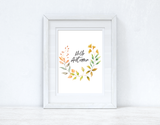 Hello Autumn Half Watercolour Wreath Autumn 2021 Seasonal Wall Home Decor Print by WinsterCreations™ Official Store