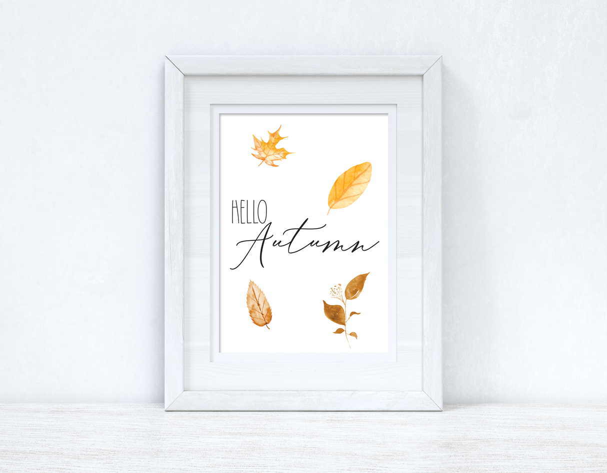 Hello Autumn Leaves New Autumn 2021 Seasonal Wall Home Decor Print by WinsterCreations™ Official Store