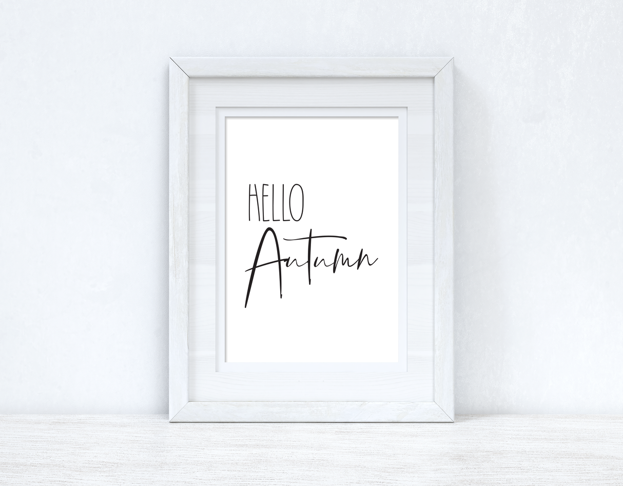 Hello Autumn Plain Font New Autumn 2021 Seasonal Wall Home Decor Print by WinsterCreations™ Official Store