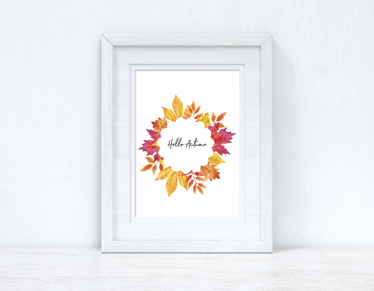 Hello Autumn Wreath Autumn Seasonal Wall Home Decor Print by WinsterCreations™ Official Store