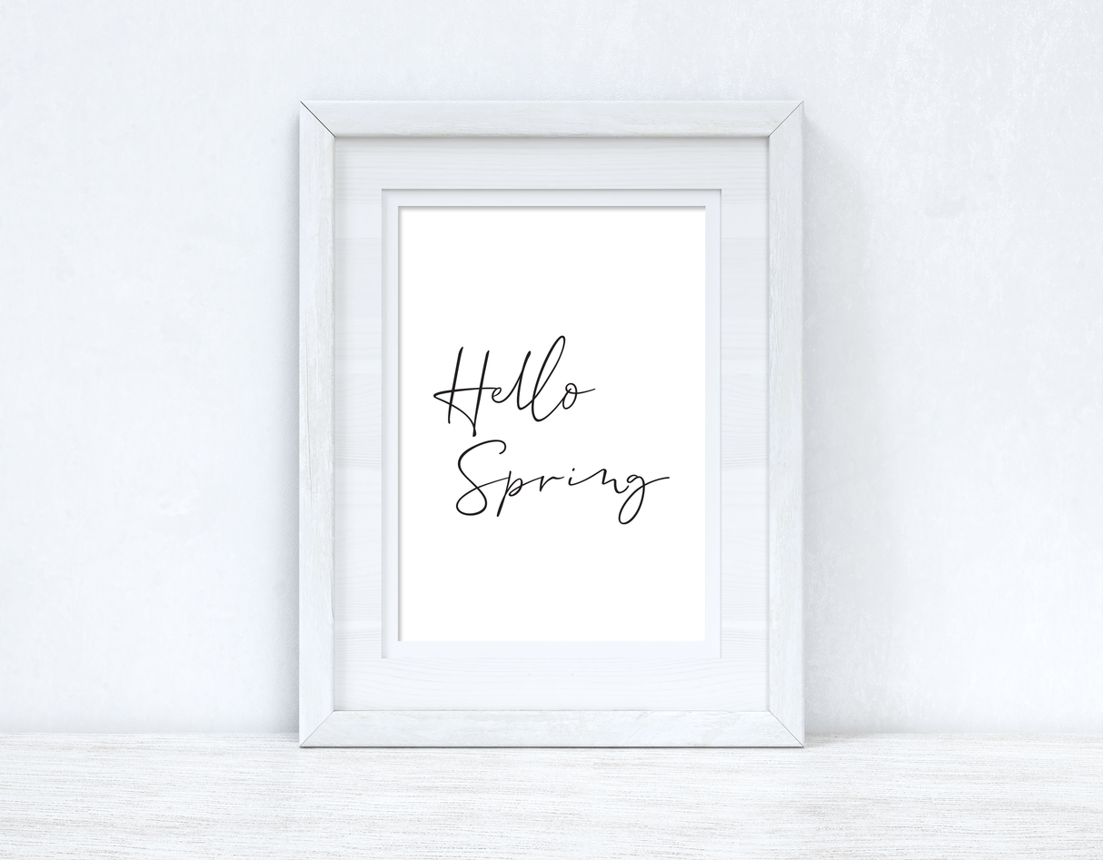 Hello Spring Script Spring Seasonal Wall Home Decor Print by WinsterCreations™ Official Store