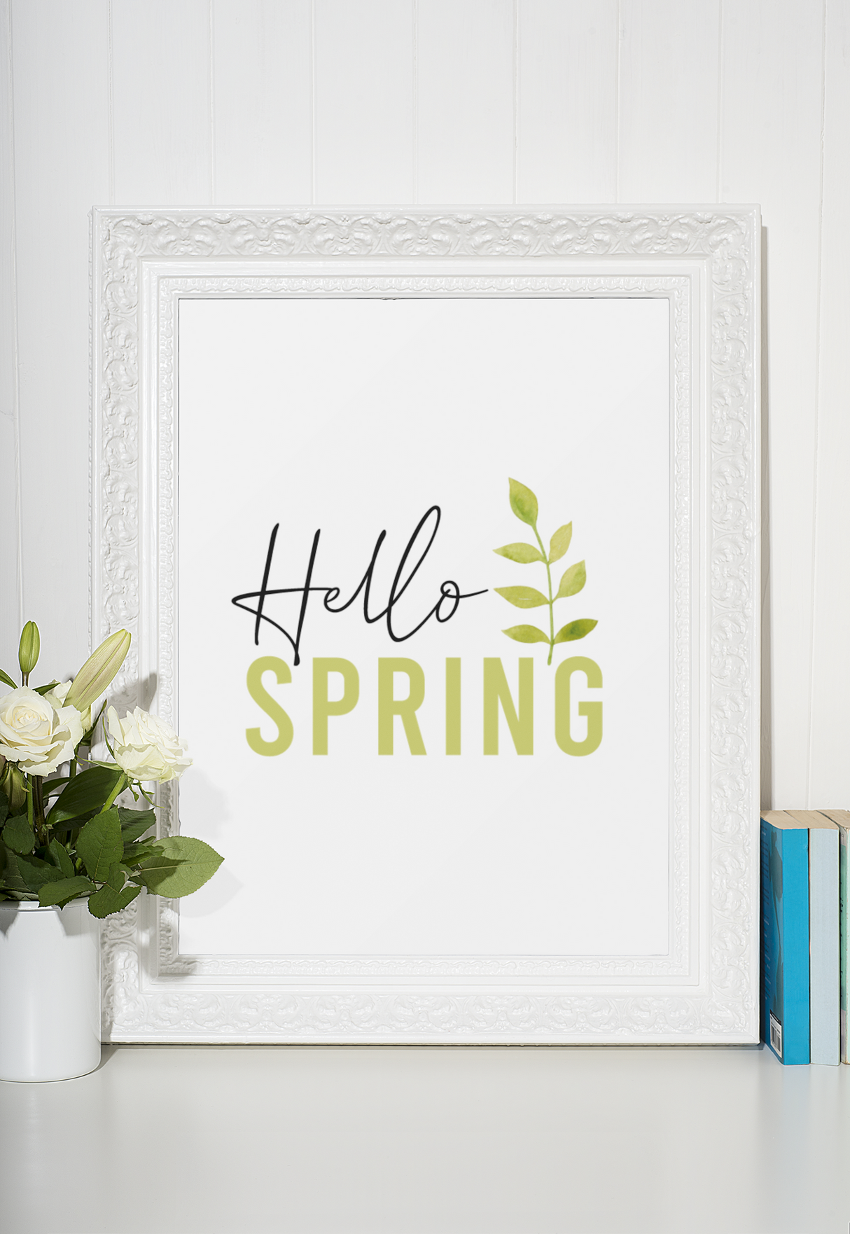 Hello Spring Green Foliage 2022 Spring Seasonal Wall Home Decor Print by WinsterCreations™ Official Store