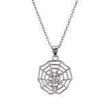 Metal Spider Cobweb Pendant Long Necklace by Madeline Love