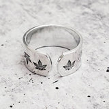 Hemp Leaf Silver Ring by Salt and Sparkle