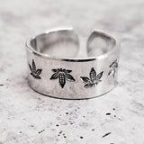 Hemp Leaf Silver Ring by Salt and Sparkle