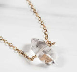 Herkimer Diamond Solitaire Crystal Quartz Necklace by Salt and Sparkle