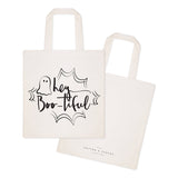 Hey BOO-tiful Halloween Cotton Canvas Tote Bag by The Cotton & Canvas Co.