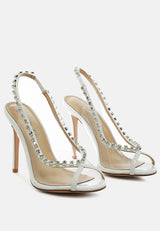 camarine diamante embellished clear high heels by London Rag