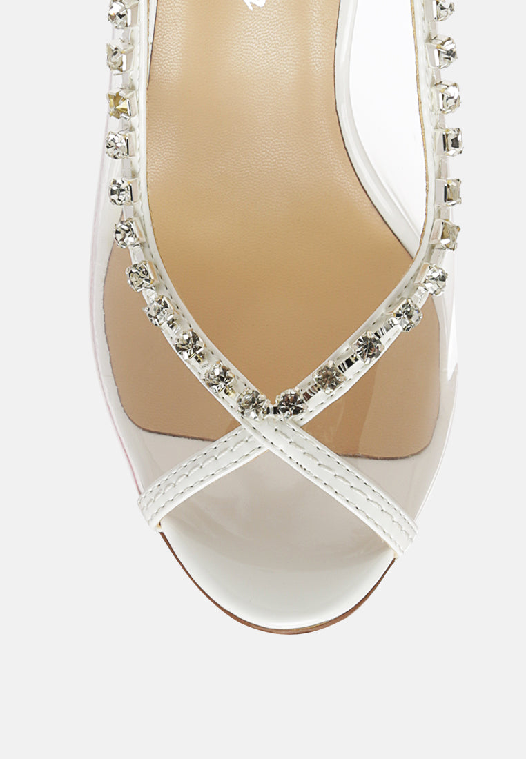 camarine diamante embellished clear high heels by London Rag