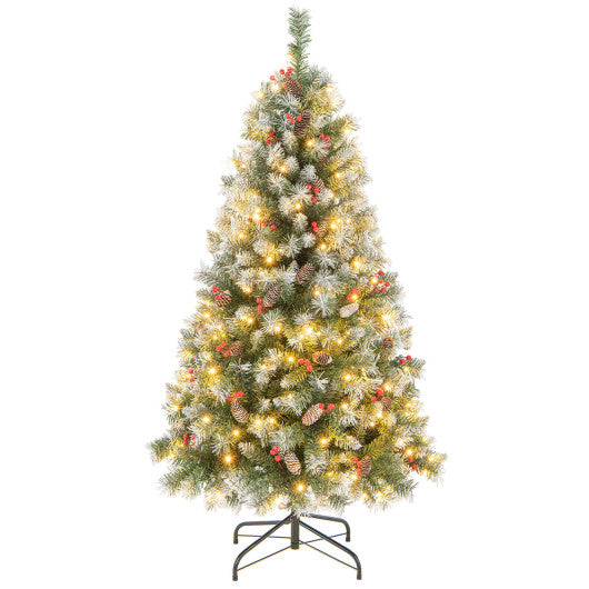 Hinged Christmas Tree with 450 PVC Branch Tips and 200 Warm White LED Lights-5ft