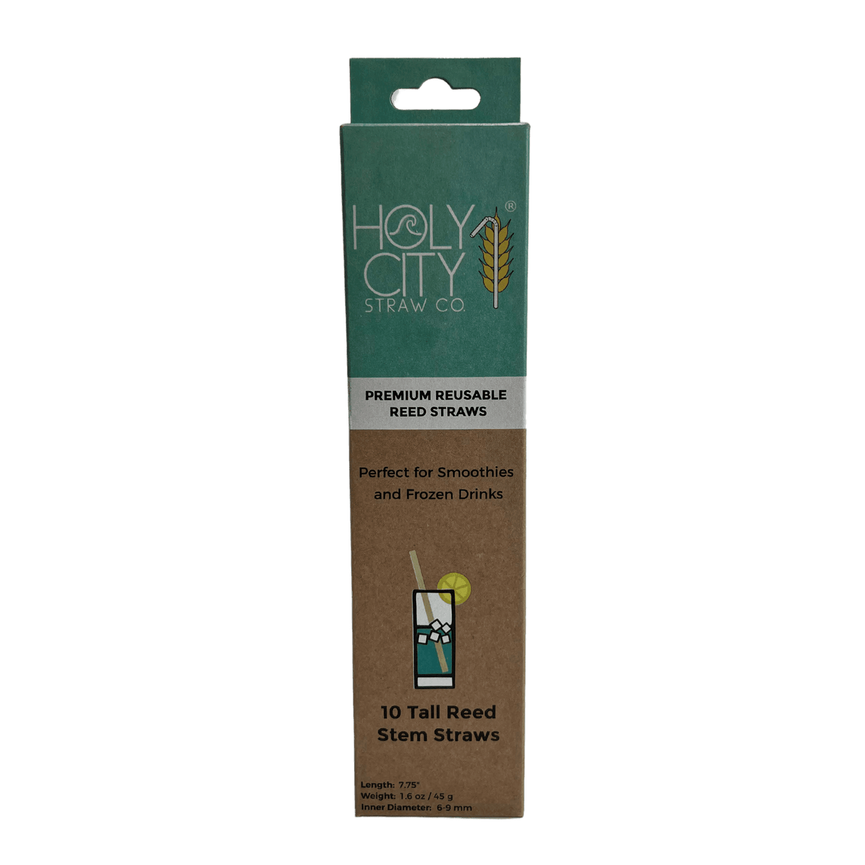 7.9" Jumbo Reed Stem Drinking Straws | Inner pack | 20 x 10ct. Boxes by Holy City Straw Company