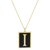 Gold Dipped Enamel Rectangle Monogram Pendant Necklace by Madeline Love