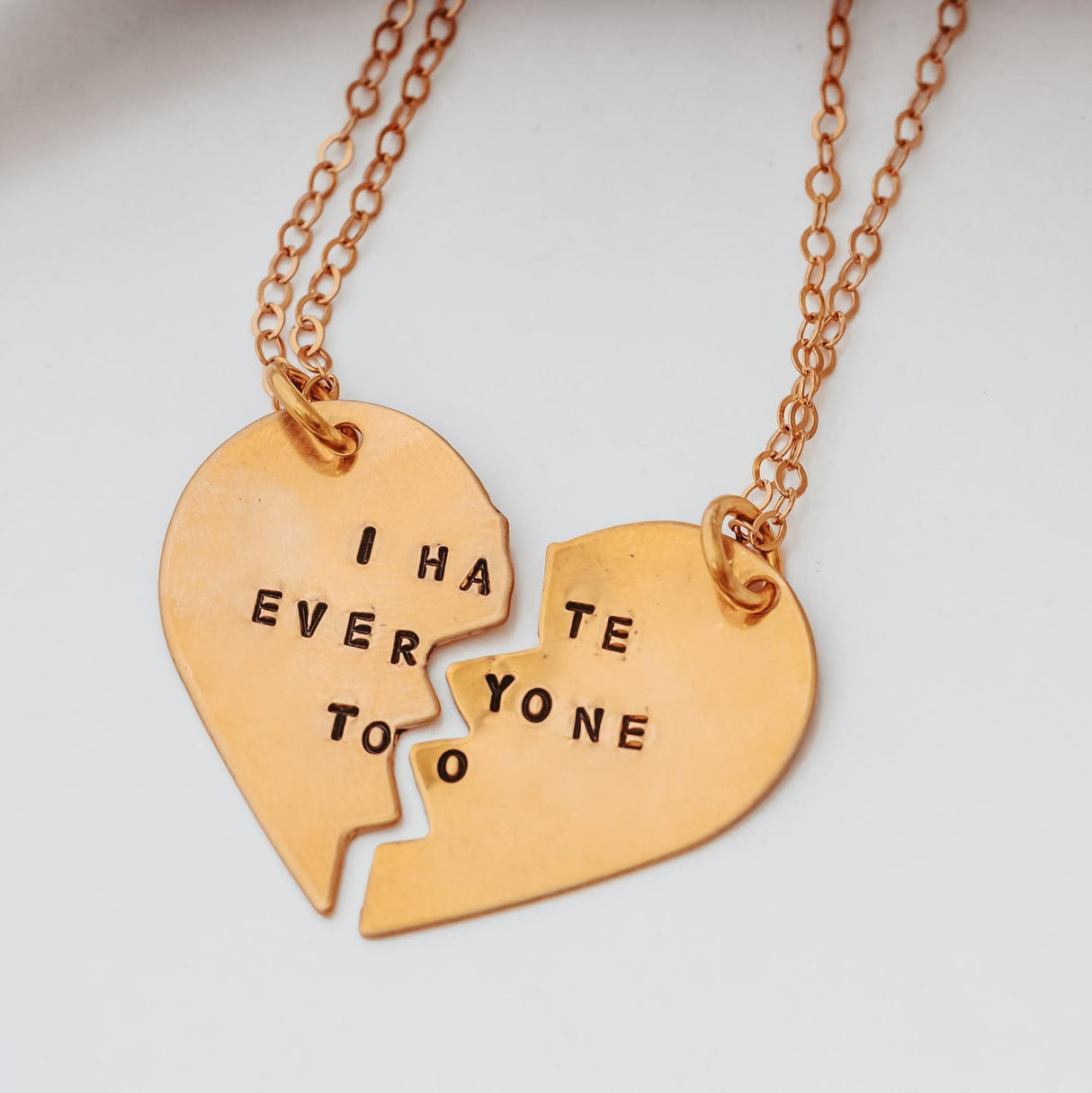 I HATE EVERYONE TOO Broken Heart Friendship Necklaces by Salt and Sparkle