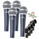 Cardioid Microphones with Clips (4 Pack) by FAT TOAD - Vocal Handheld, Wired Unidirectional Mic by GeekStands.com