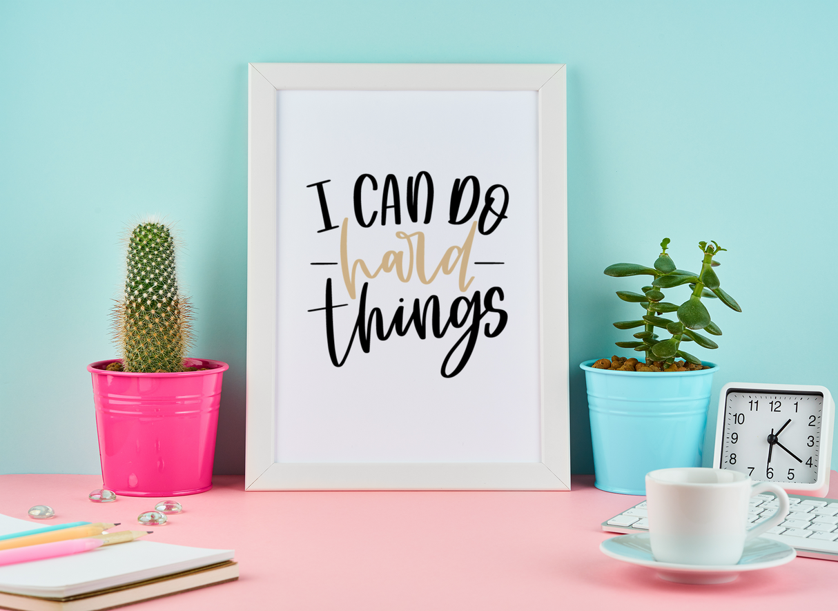 I Can Do Hard Things Motivational Inspiration Wall Decor Quote Print by WinsterCreations™ Official Store