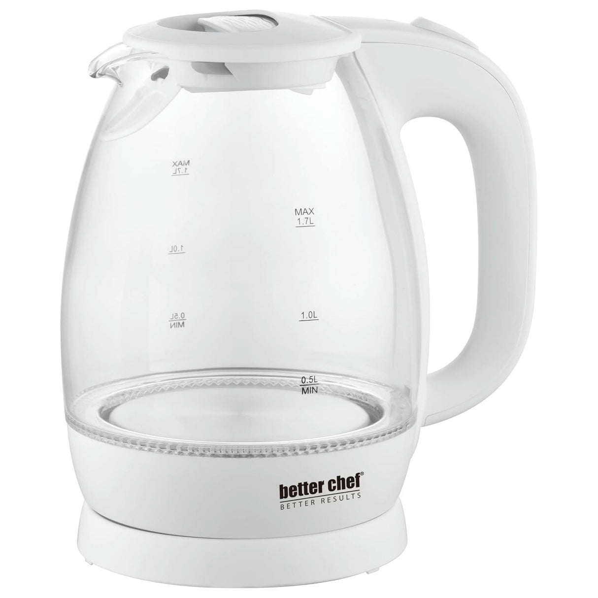 Better Chef 1.7-Liter -7.2-Cup- Glass Cordless Kettle W/Led - White - 1.7L