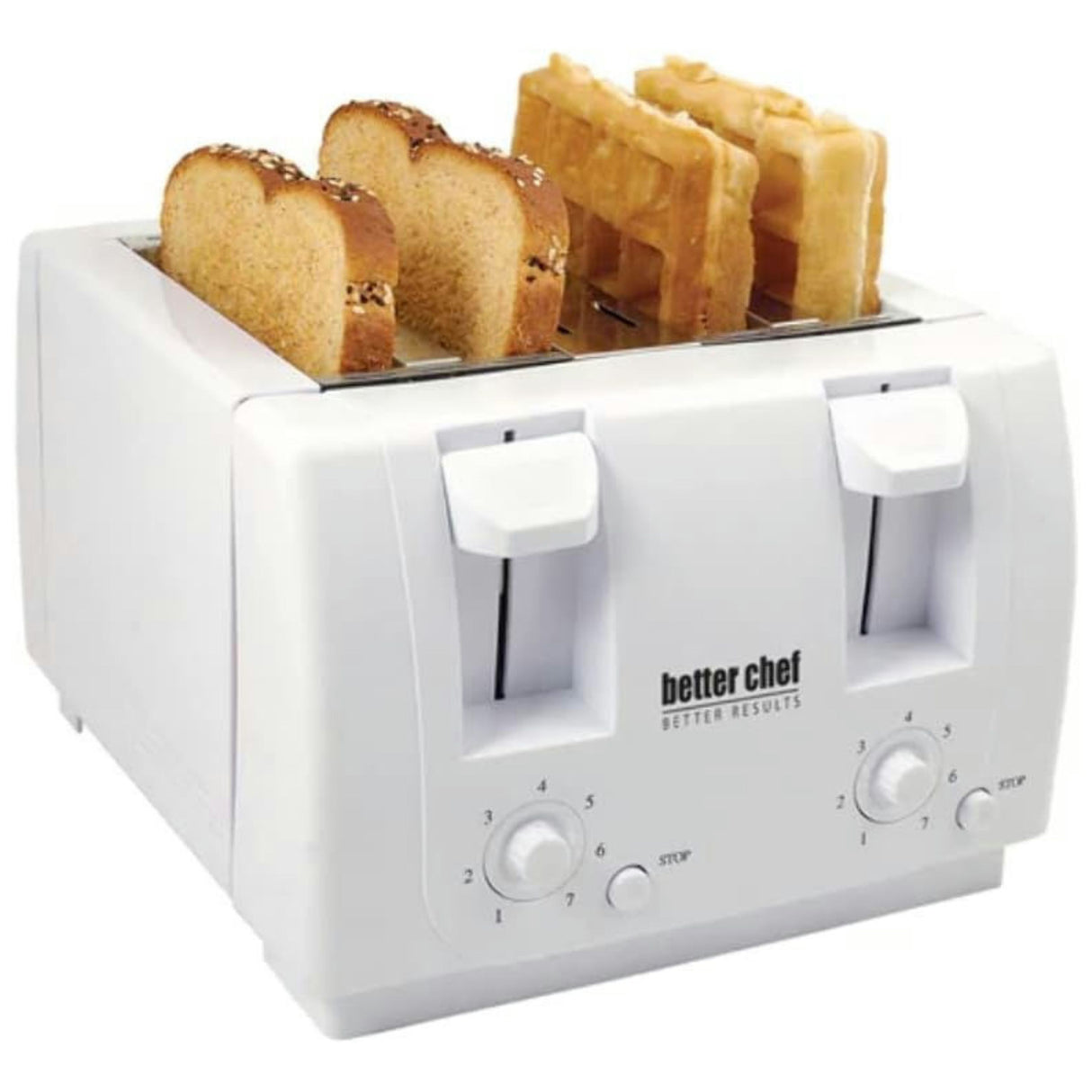 Better Chef Wide Slot 4-Slice Dual Control Toaster - White